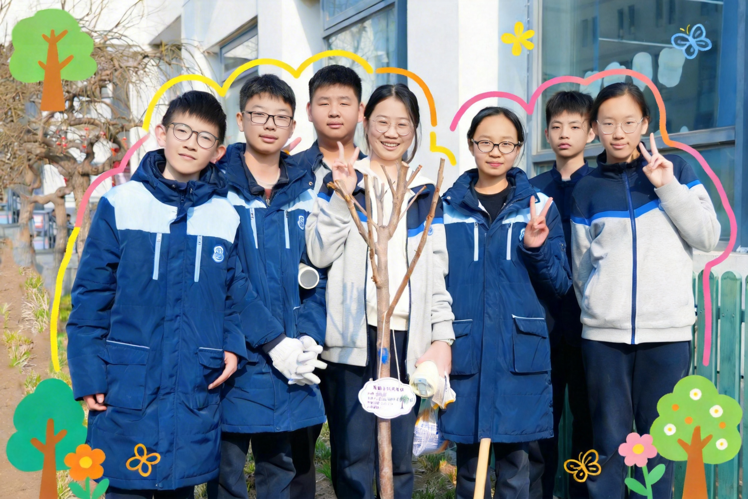 春晖培新绿，少年正当时——六力学校七年级植树节实践活动